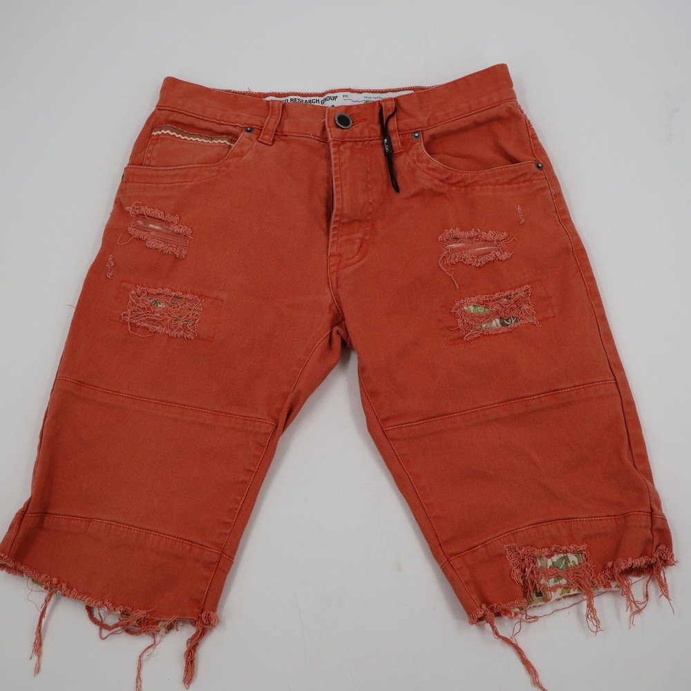 LRG True Tapered Shorts Mens 30 Orange Distressed Moto Camo G165006Q